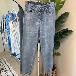 🎀 Wild Fable High-Rise Straight Leg Bow Print Denim Jeans Sz 8